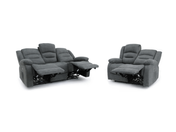 Byop Gallery Naples 3+2 Electric Recliner Sofa Set in Grey Chenille - Image 2